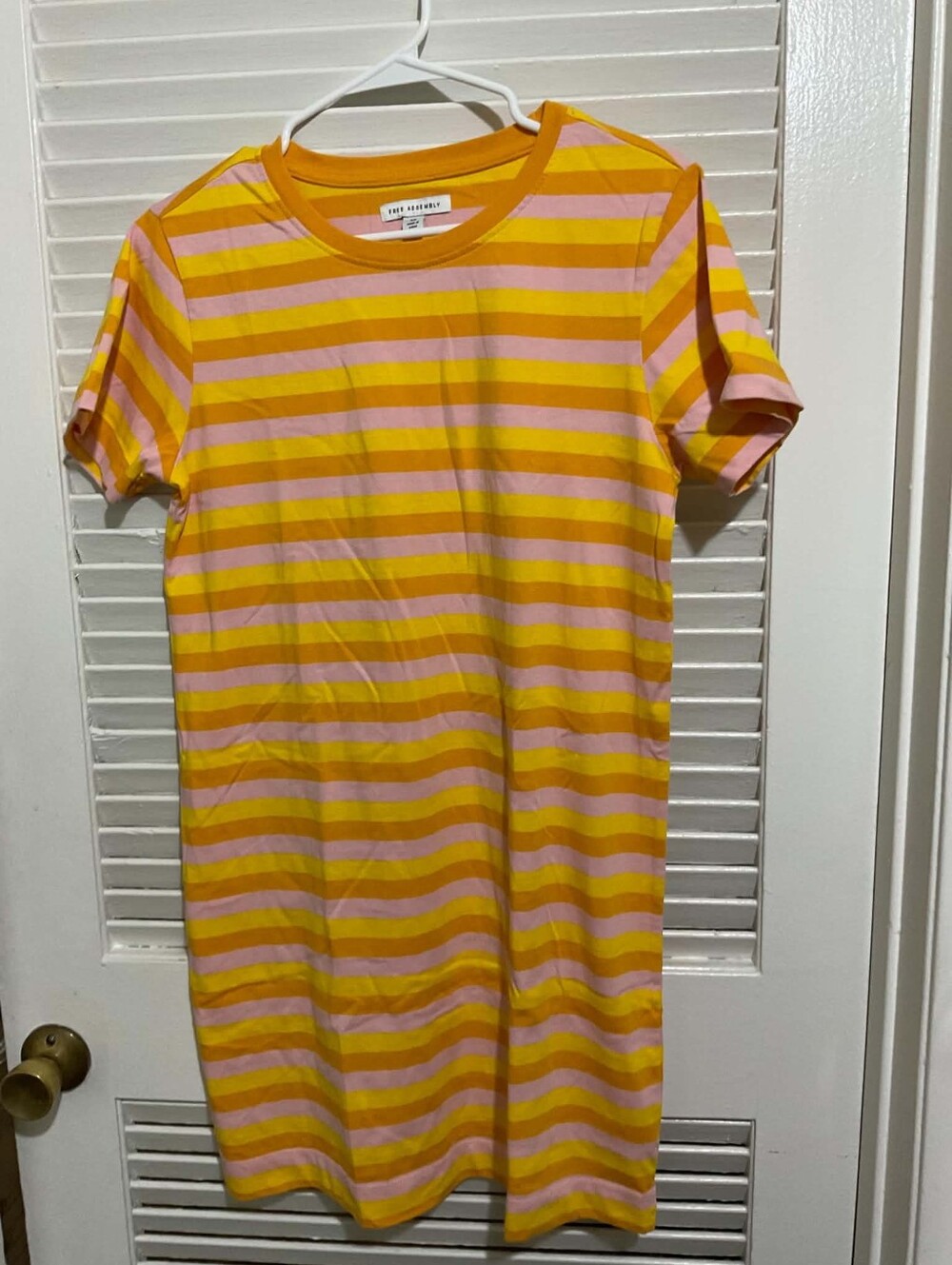 Yellow & Pink Striped Tee Dress